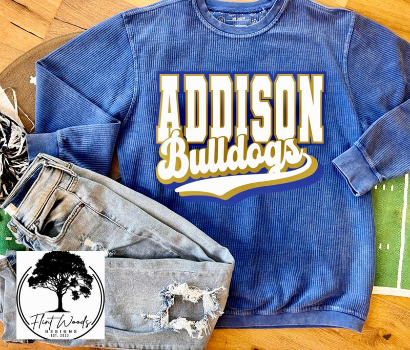 Addison Bulldogs Corded Crew Sweatshirt
