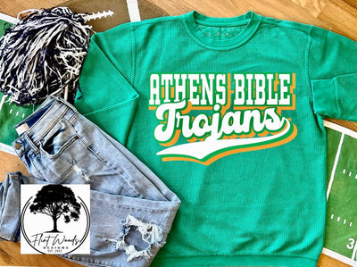 Athens Bible Trojans Corded Crew Sweatshirt