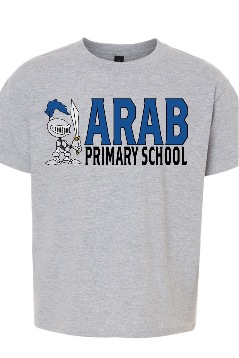 Gray Short Sleeve T-Shirt with Full Color Full School Logo