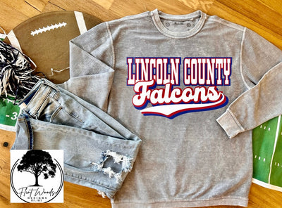 Lincoln County Falcons Corded Crew Sweatshirt
