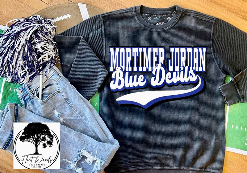 Mortimer Jordan Blue Devils Corded Crew Sweatshirt