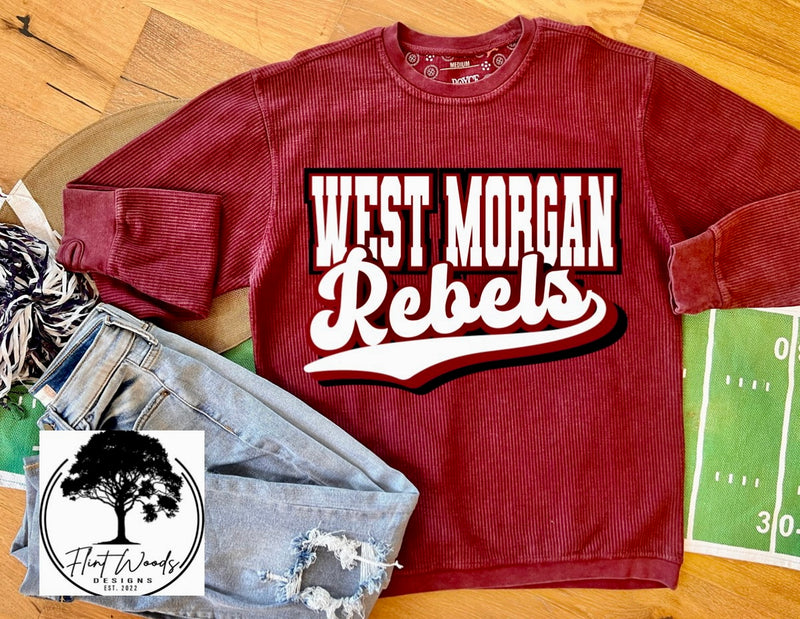 West Morgan Rebels Corded Crew Sweatshirt